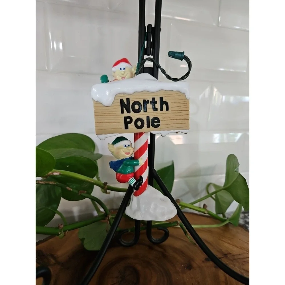 1989 Vintage Noma Ornament‎ Elves On Candy Cane Christmas Decor